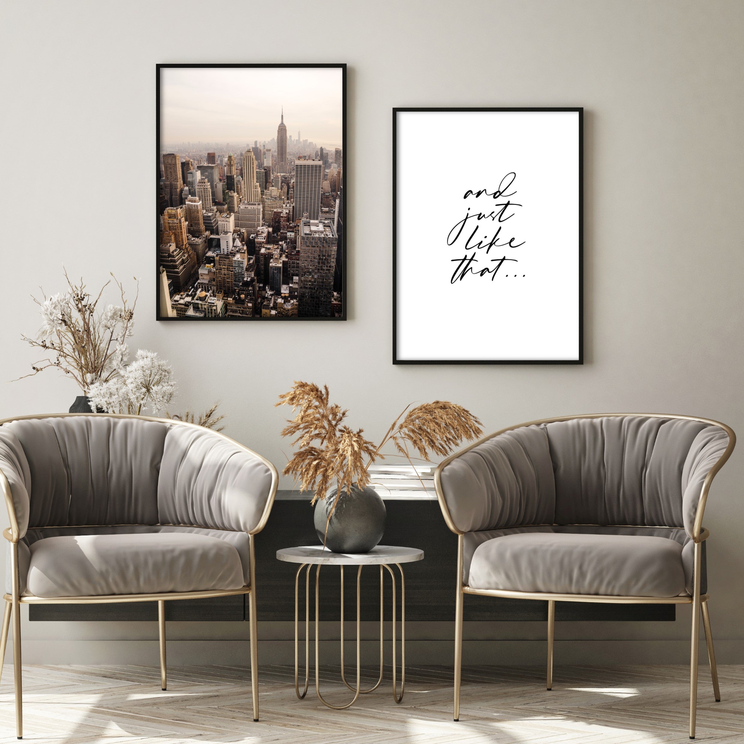 new york wall poster in luxury living room