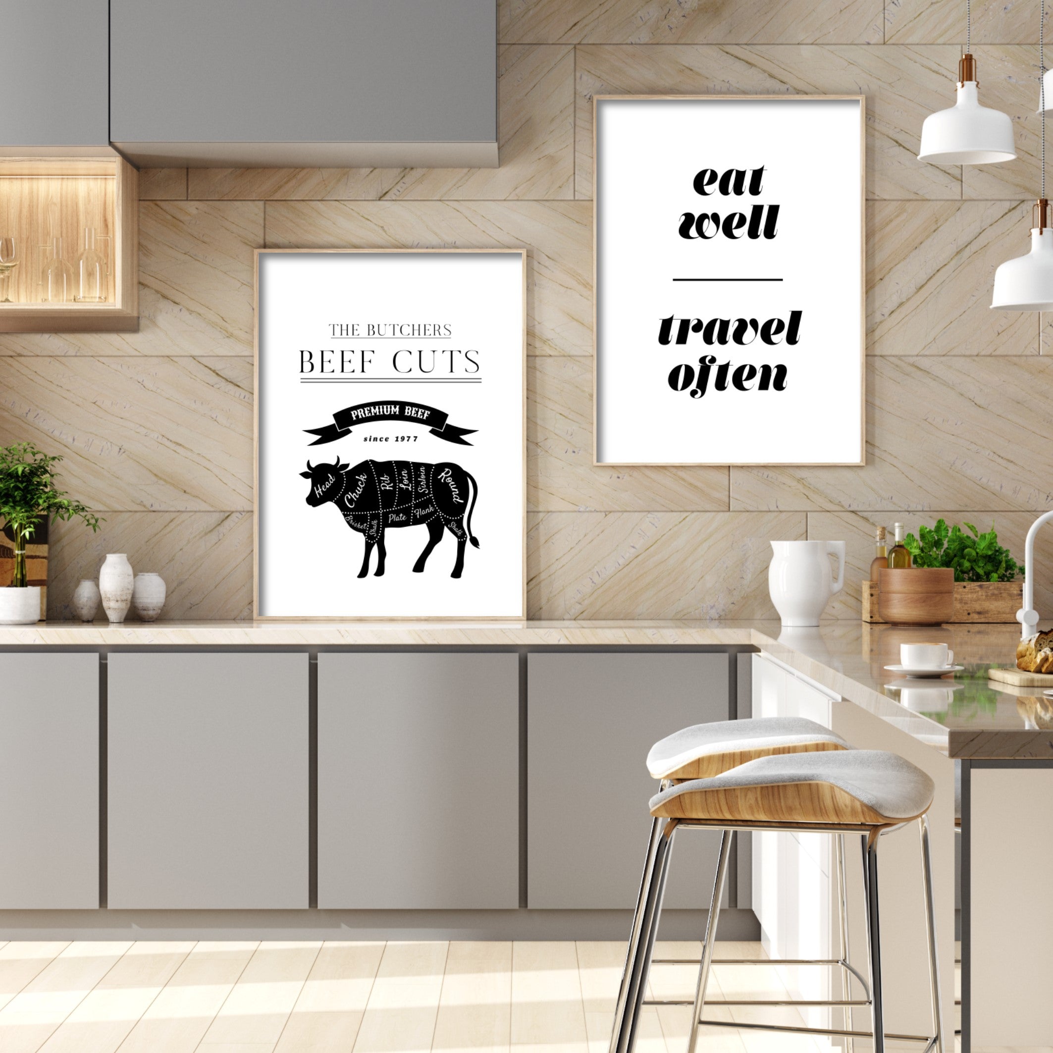 Print poster wall art beef cuts