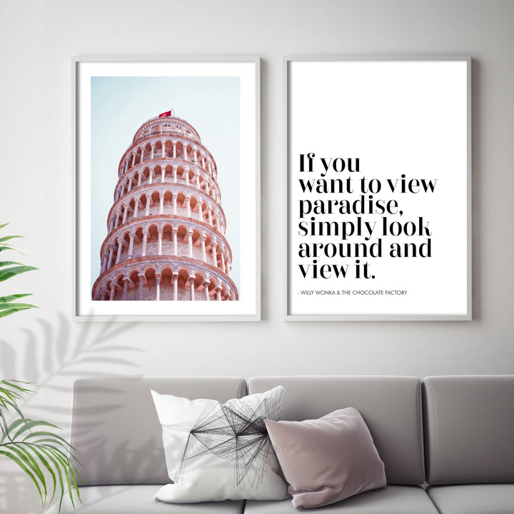 Print poster wall art pink pisa