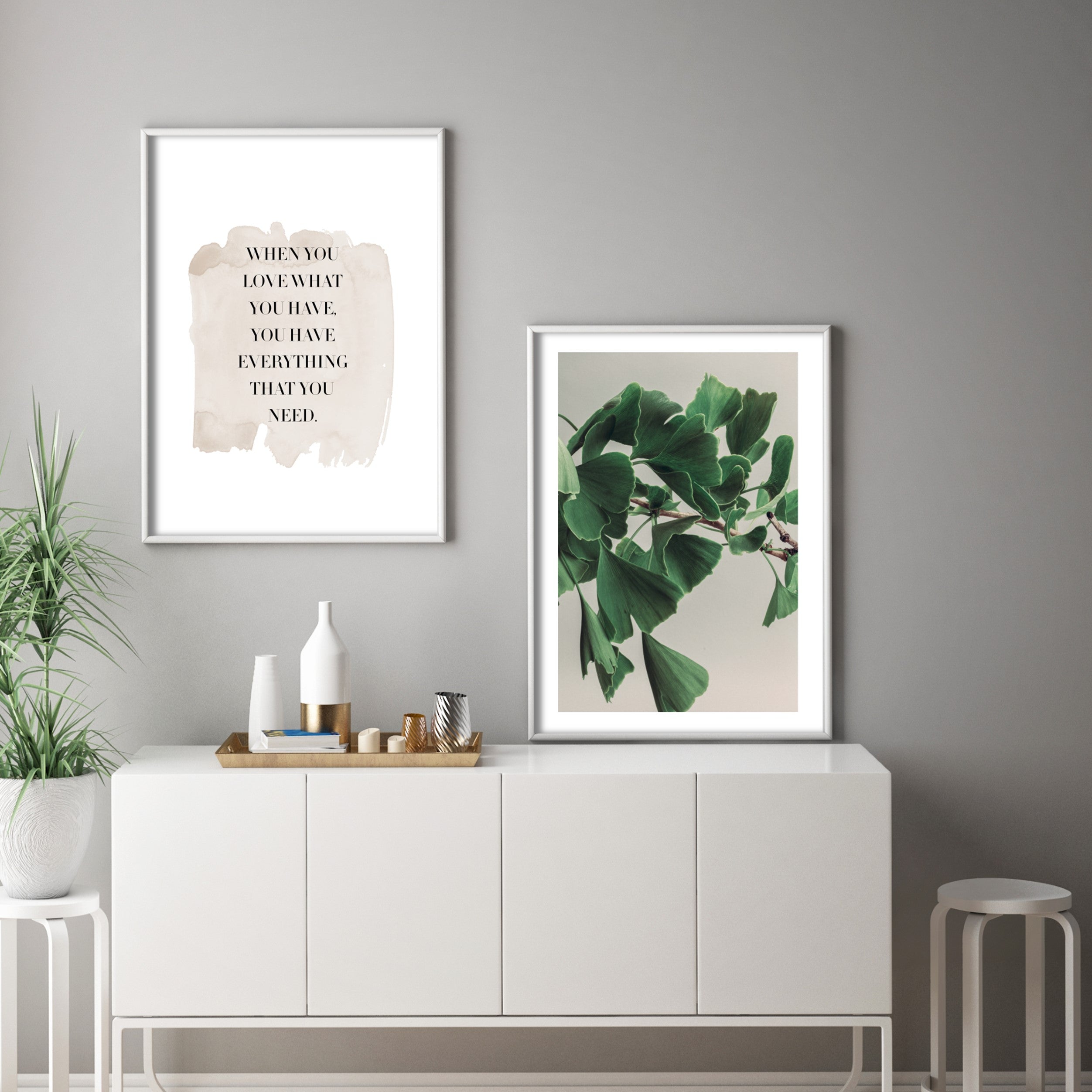 Print poster wall art ginkgo leaves