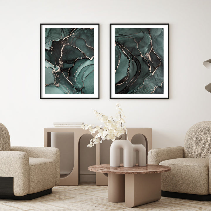 deep green ink wall art