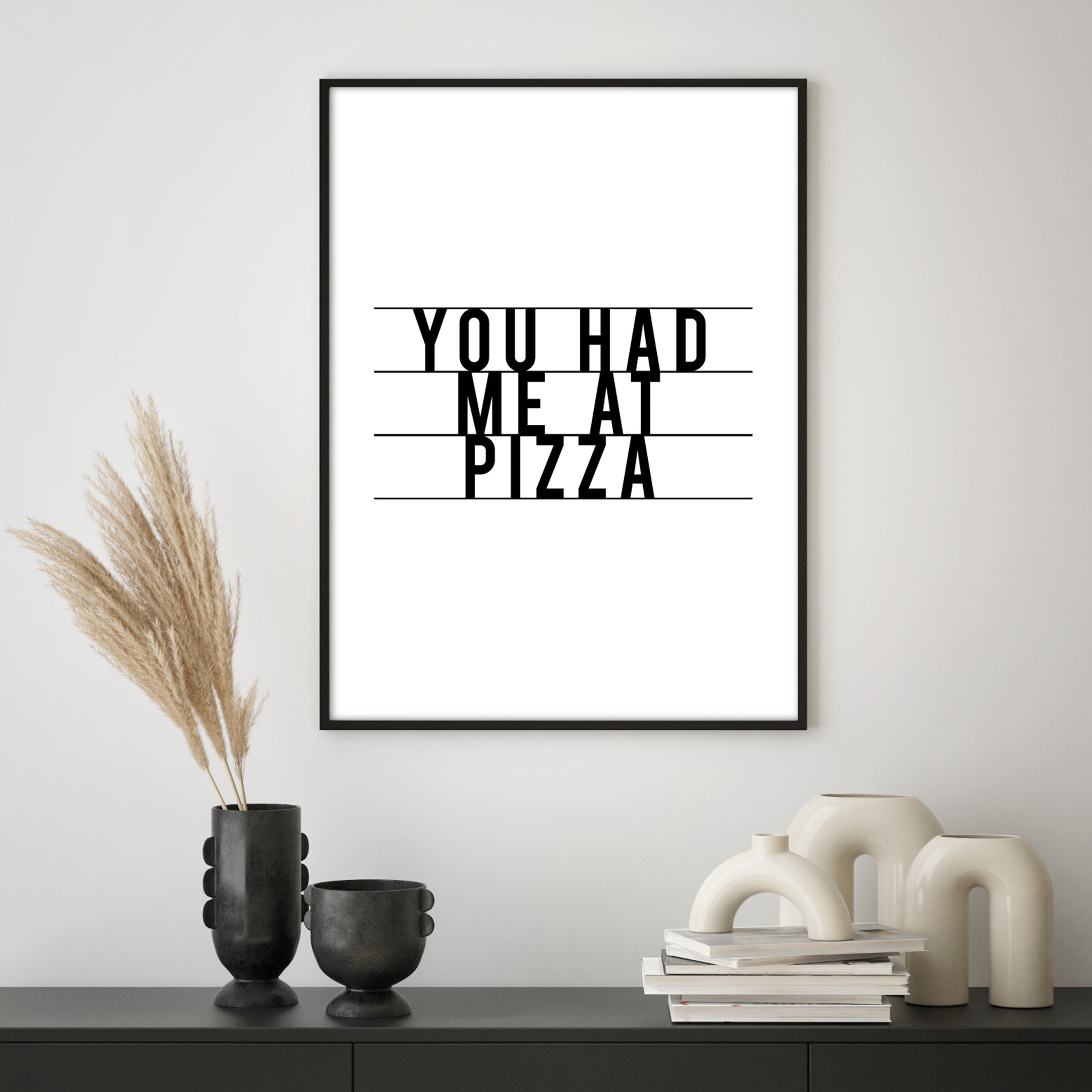 you had me at pizza wall art in black picture frame