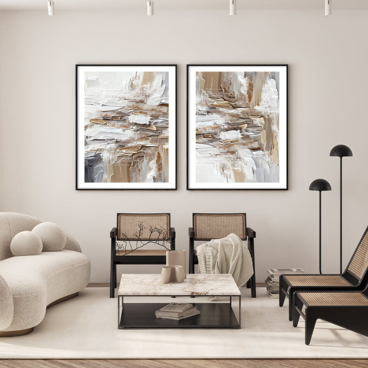 neutral grey oil paint wall art