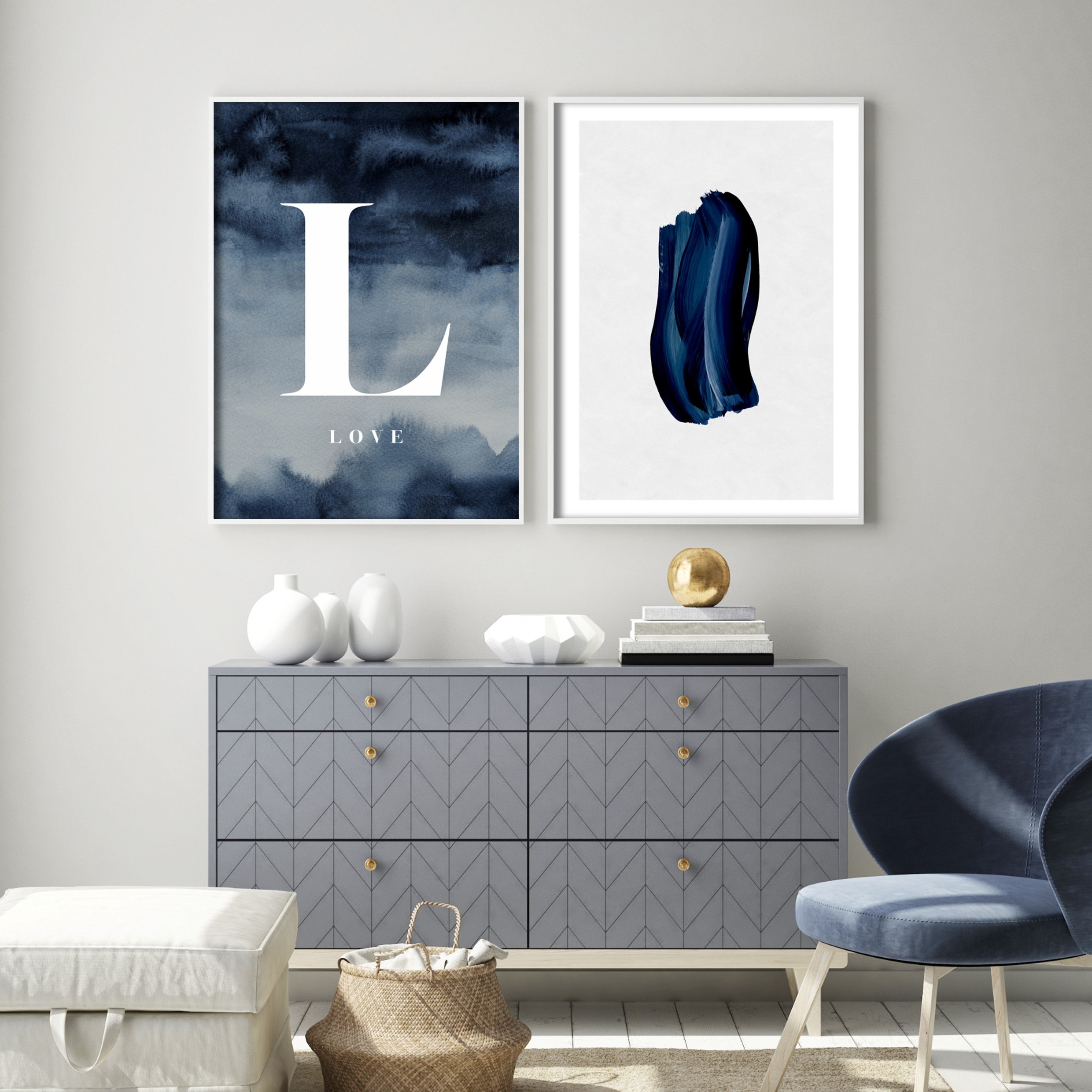 Print poster wall art blue l