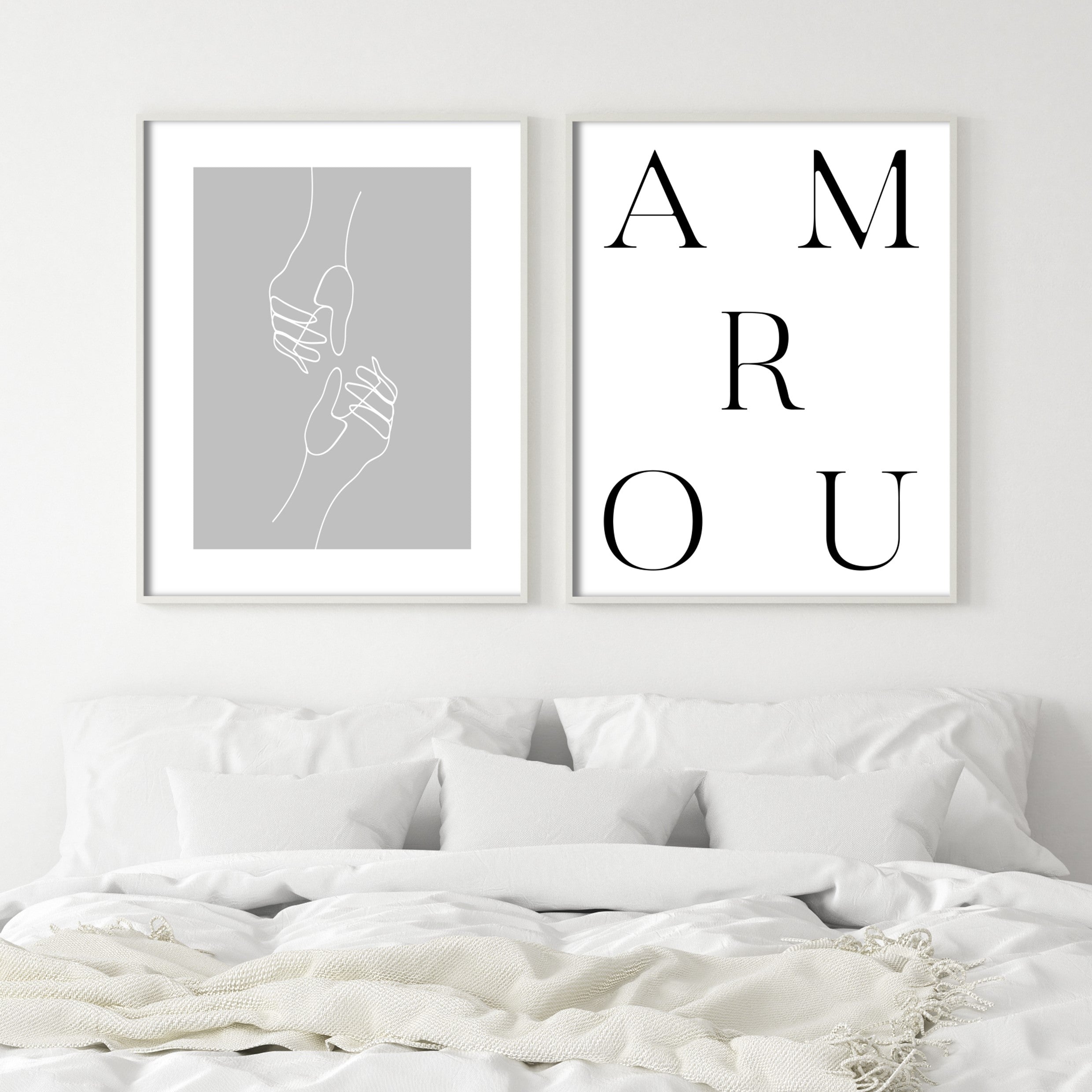 Print poster wall art grey and white hands