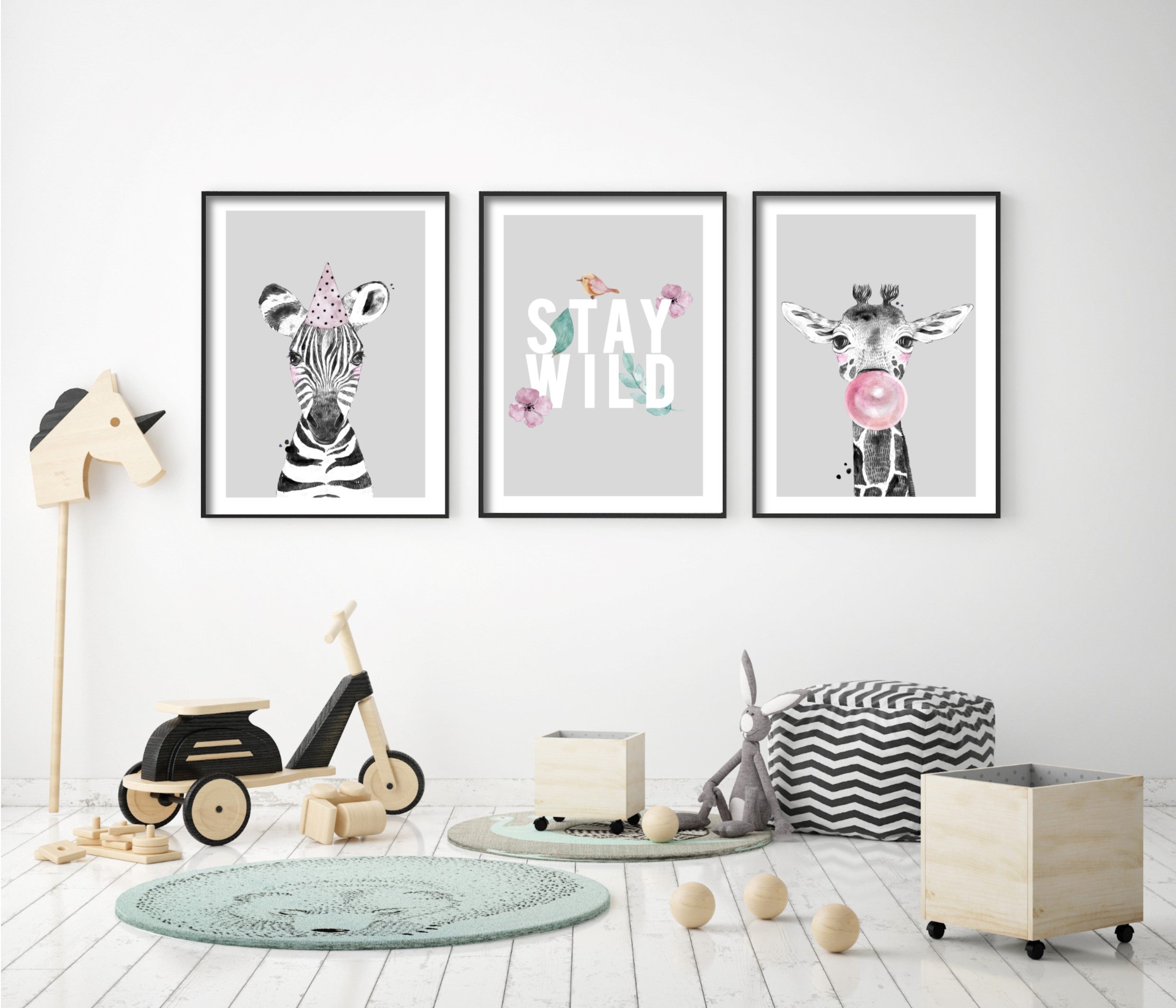 stay wild colourful kids wall print