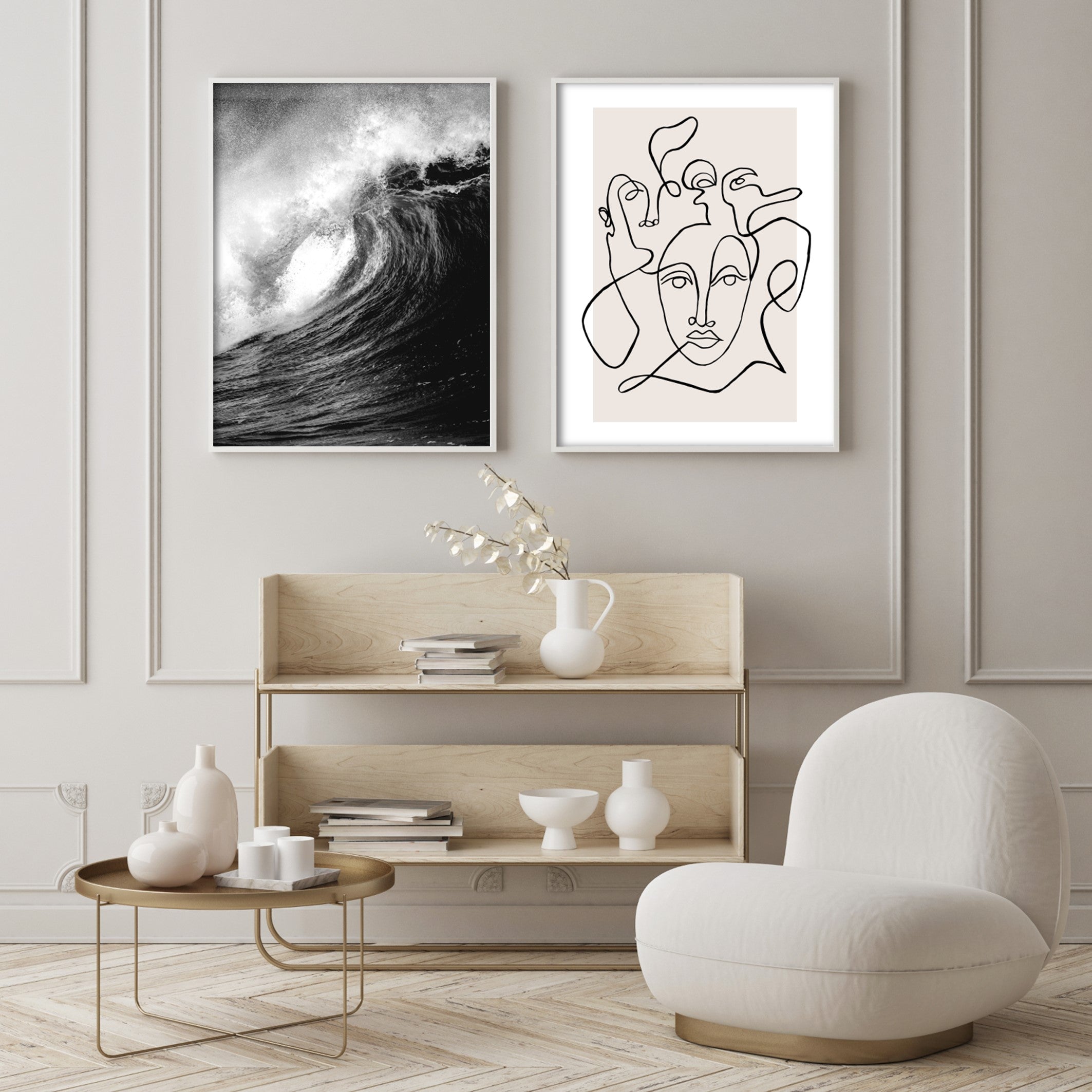 Print poster wall art black waves