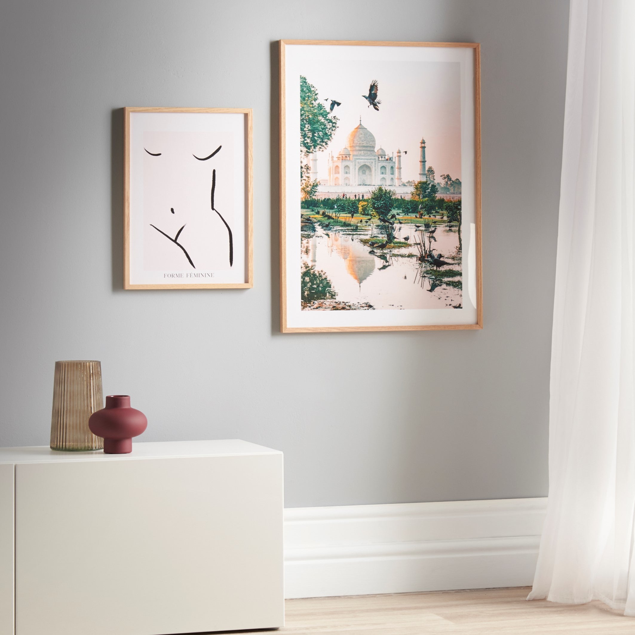 elegant wall art in japandi style interior