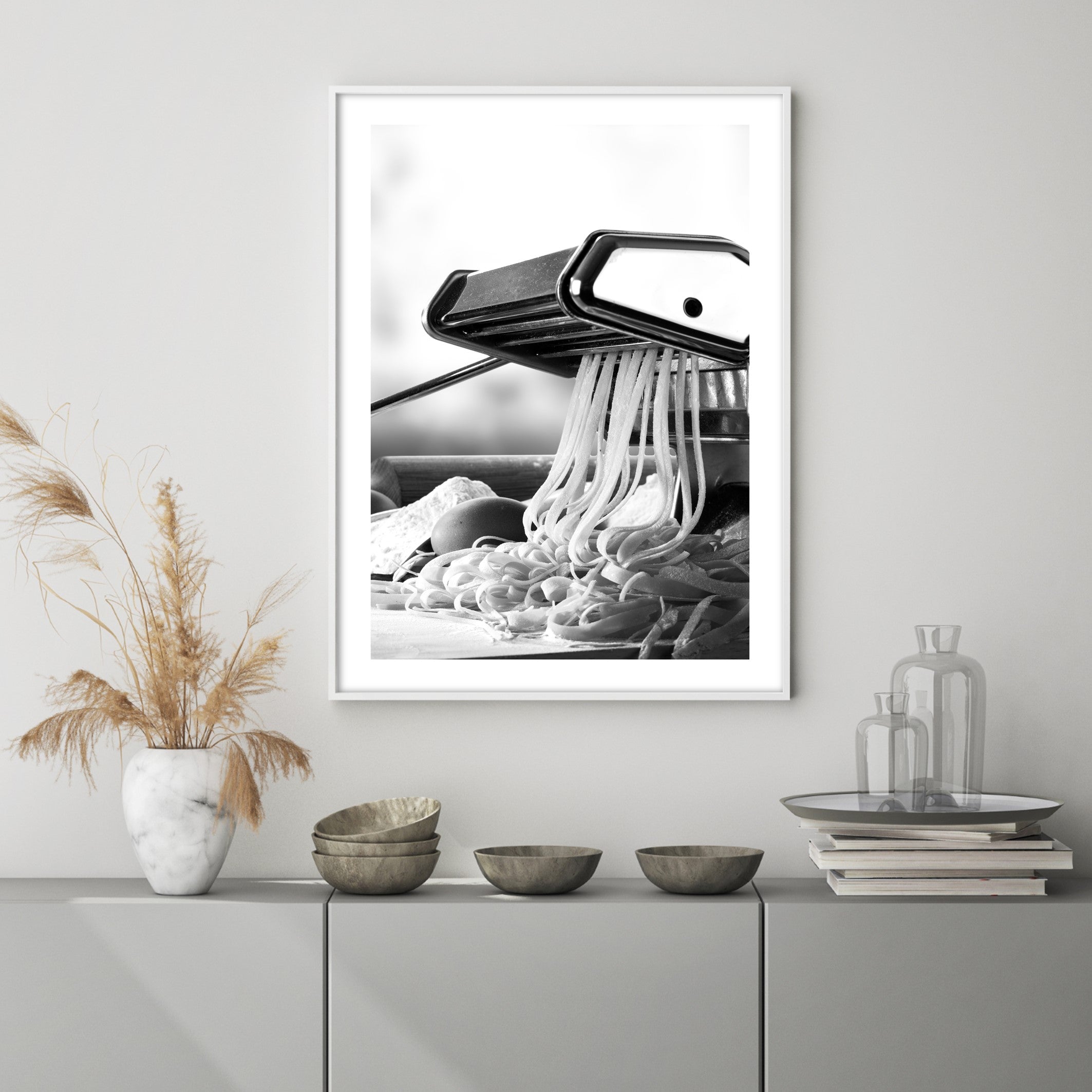 fresh pasta wall art in grey home