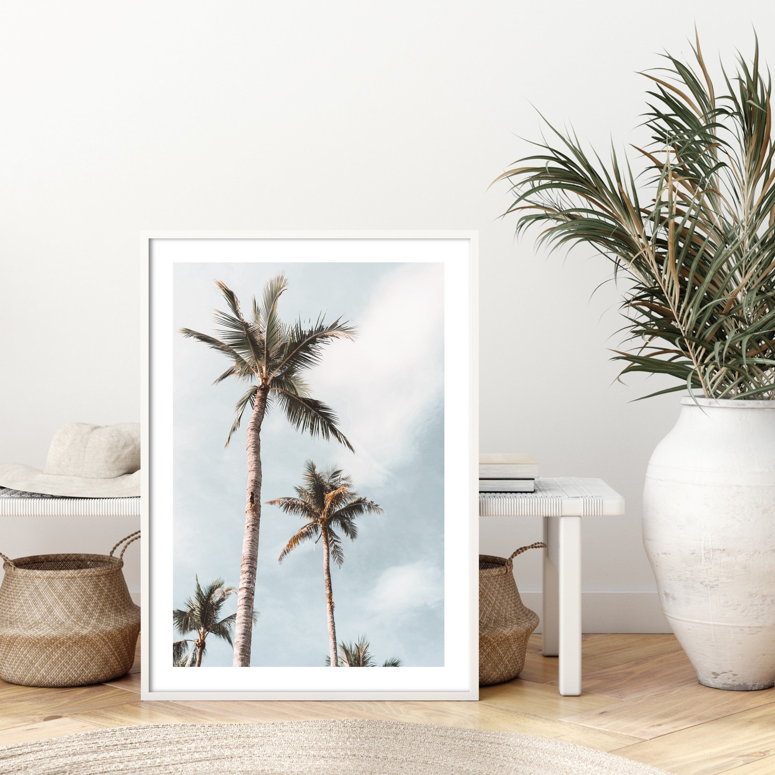 summer palms wall art in boho home