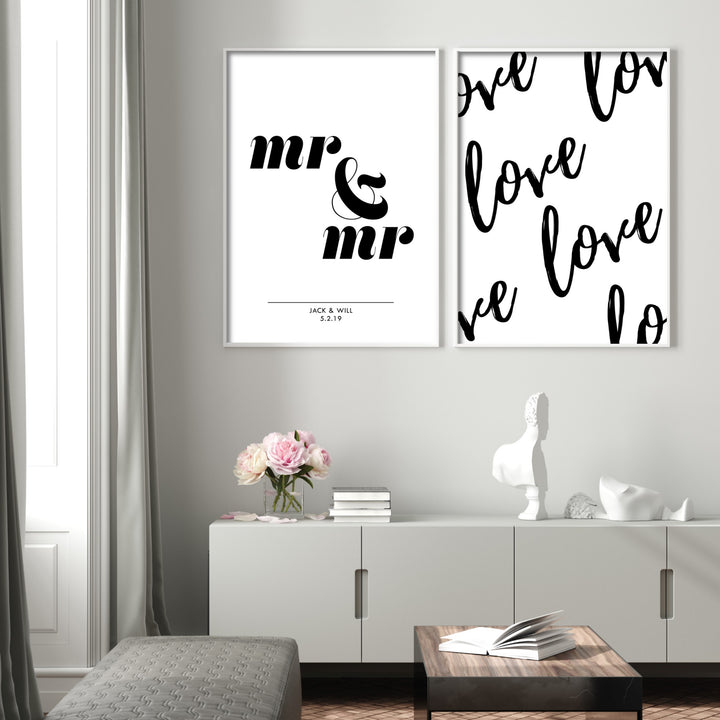 Print poster wall art copy of personalised mr mrs