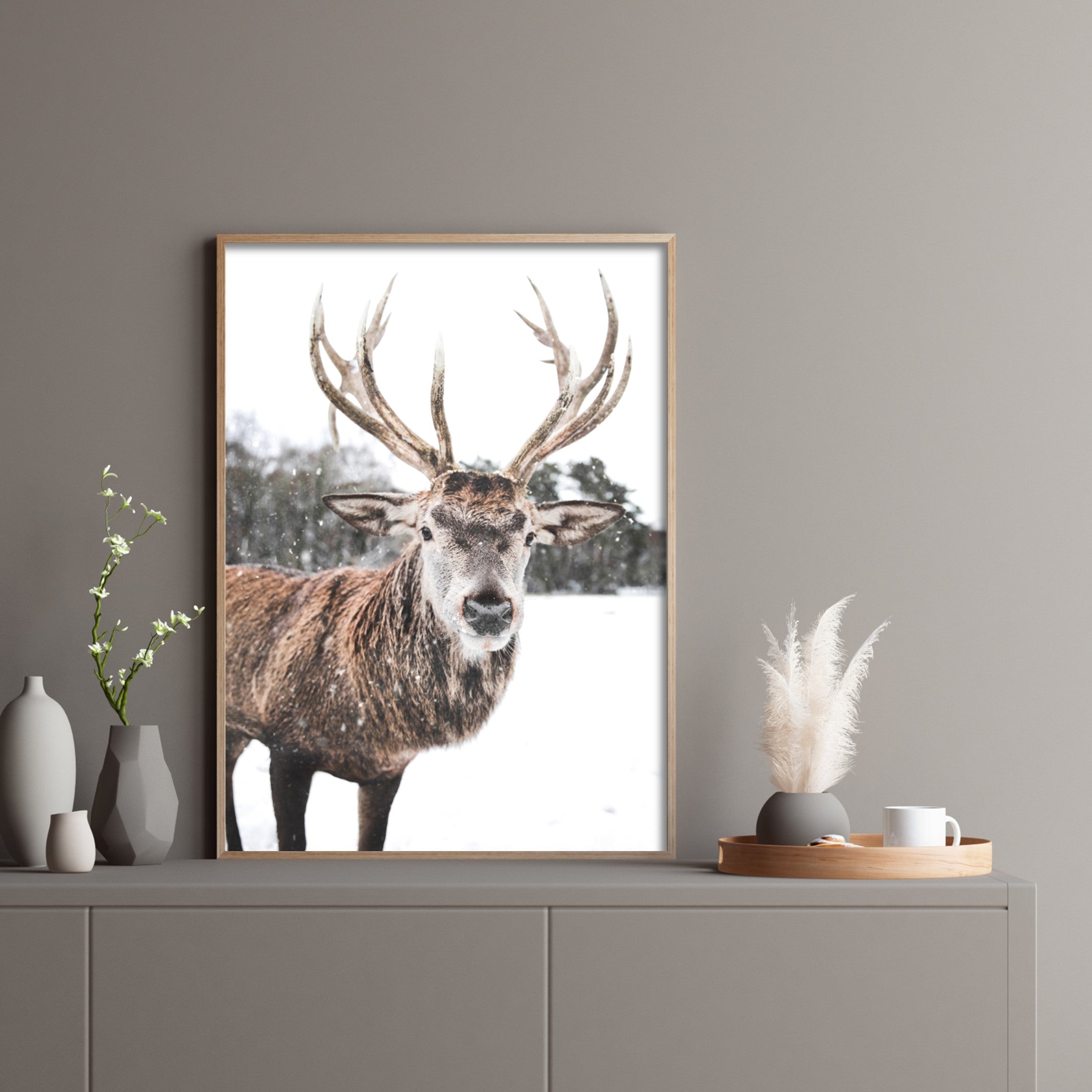 Print poster wall art snow deer