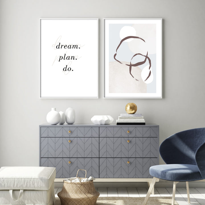 dream plan do motivational typography wall art in a blue home