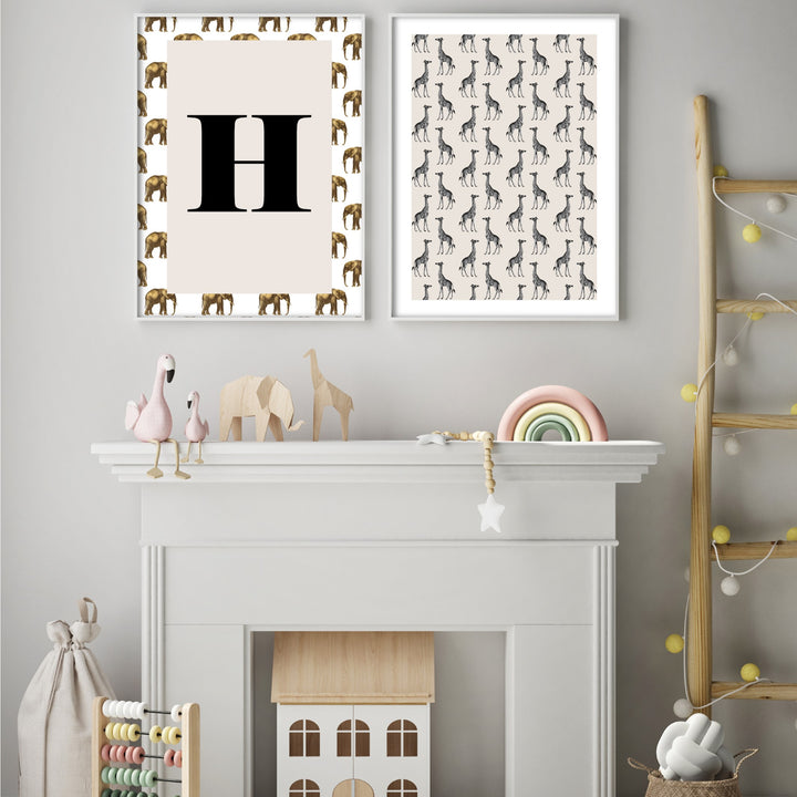 Print poster wall art elephant alphabet