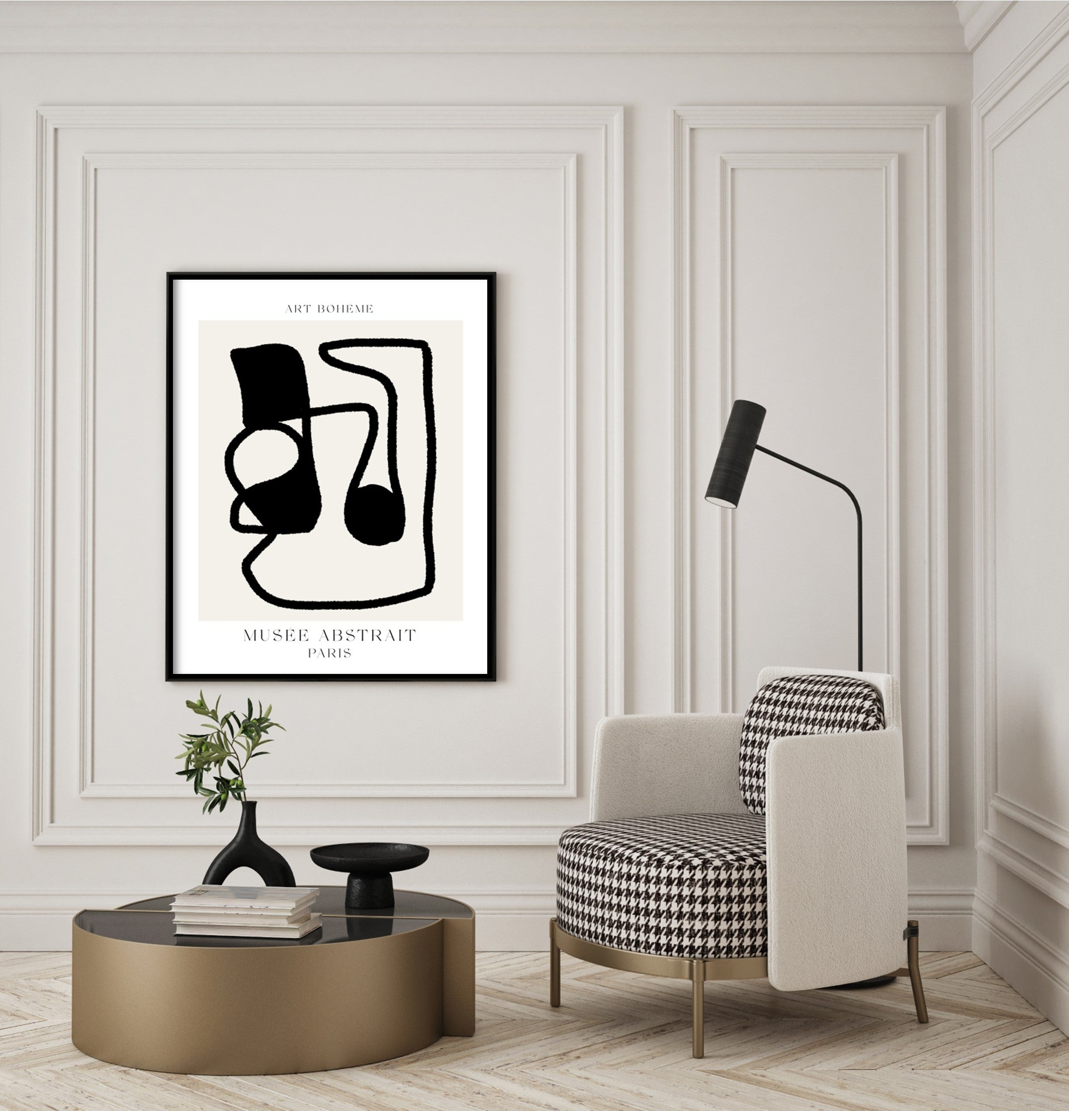 musee abstrait wall art in modern living room