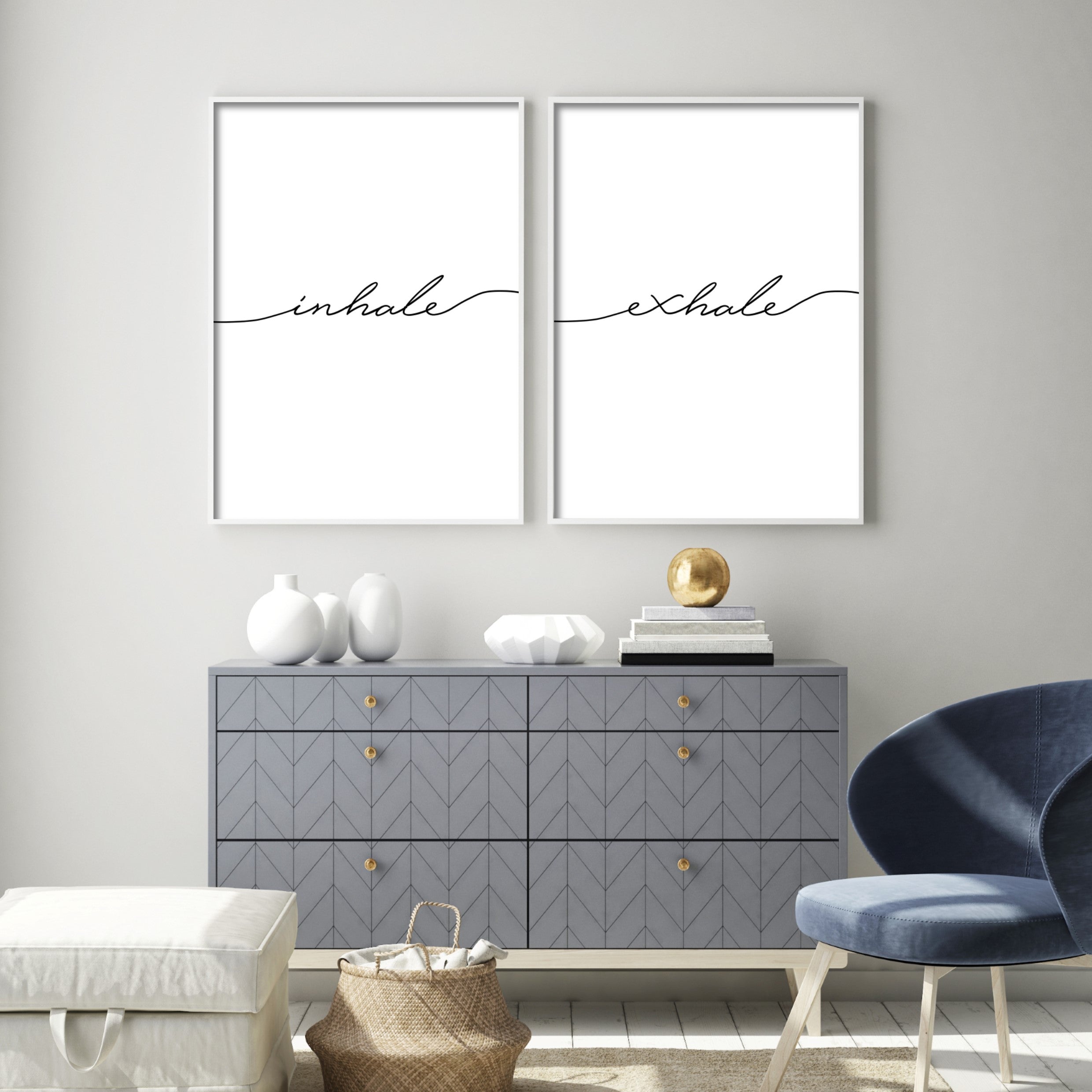 Print poster wall art inhale exhale set