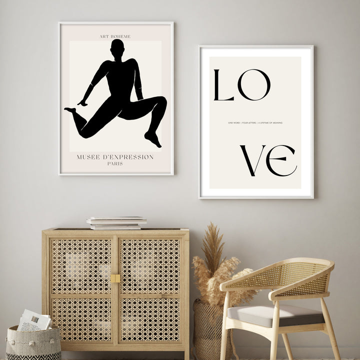 four letter love wall poster in boho home