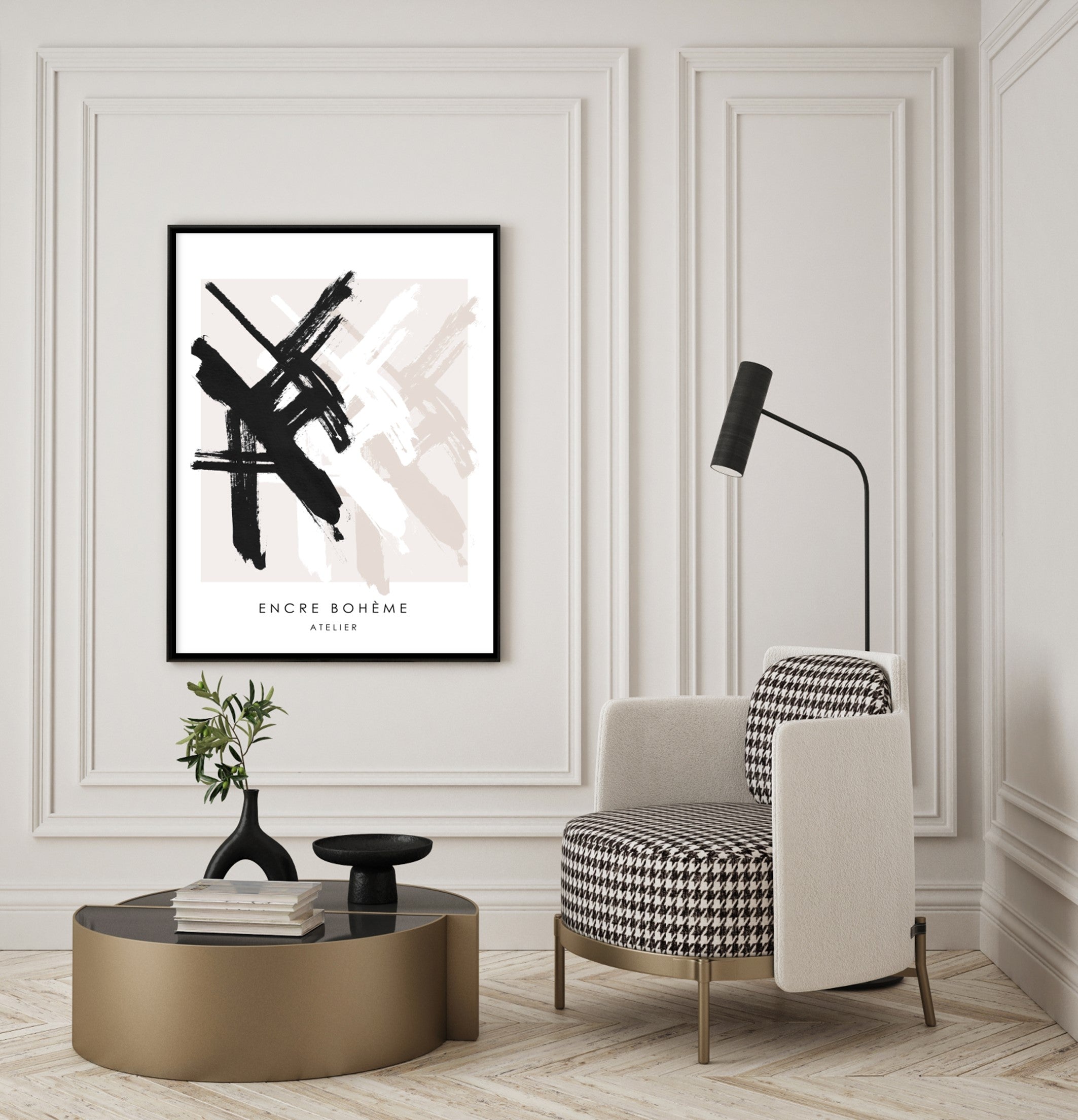 encre boheme wall art in luxury home