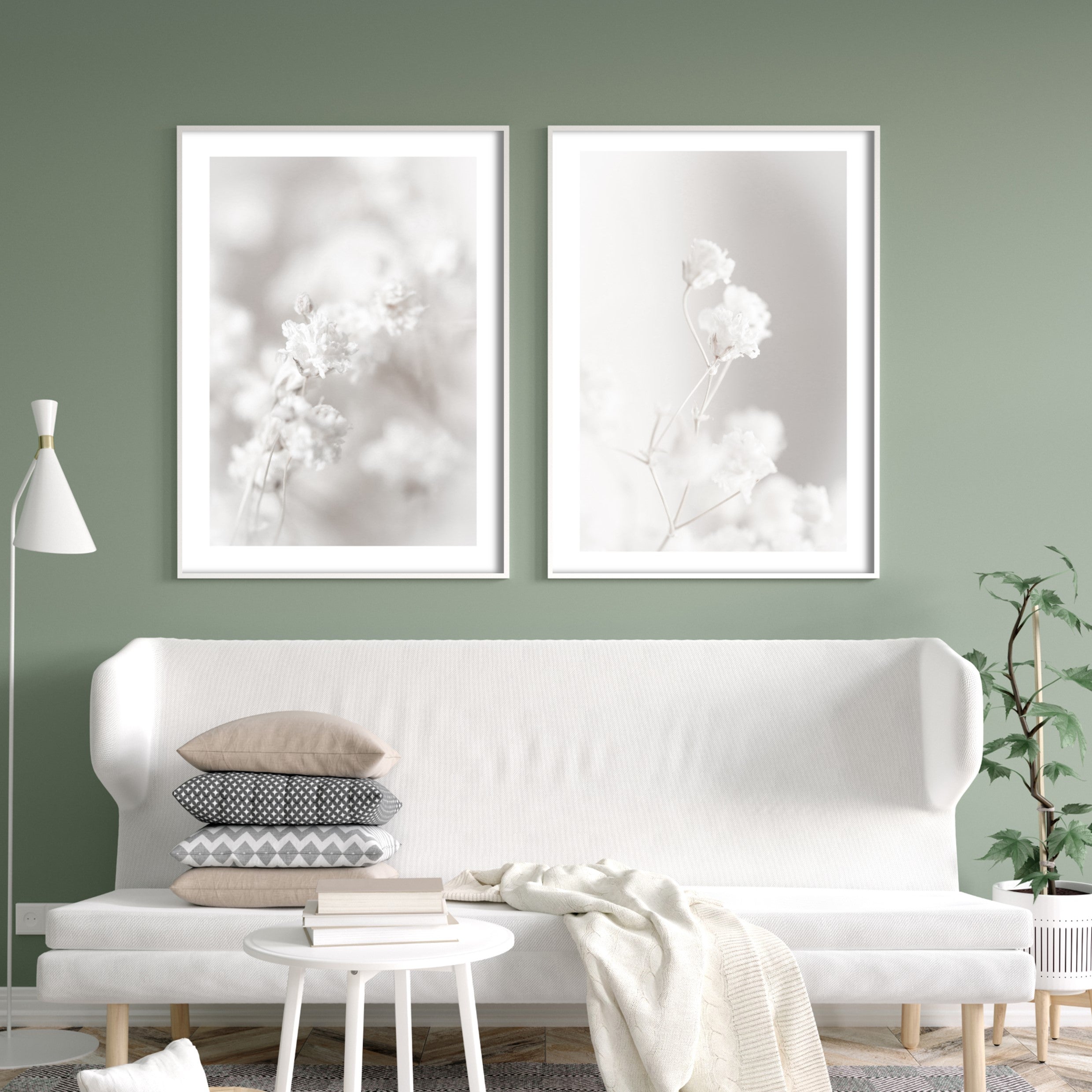 white winter flower print poster