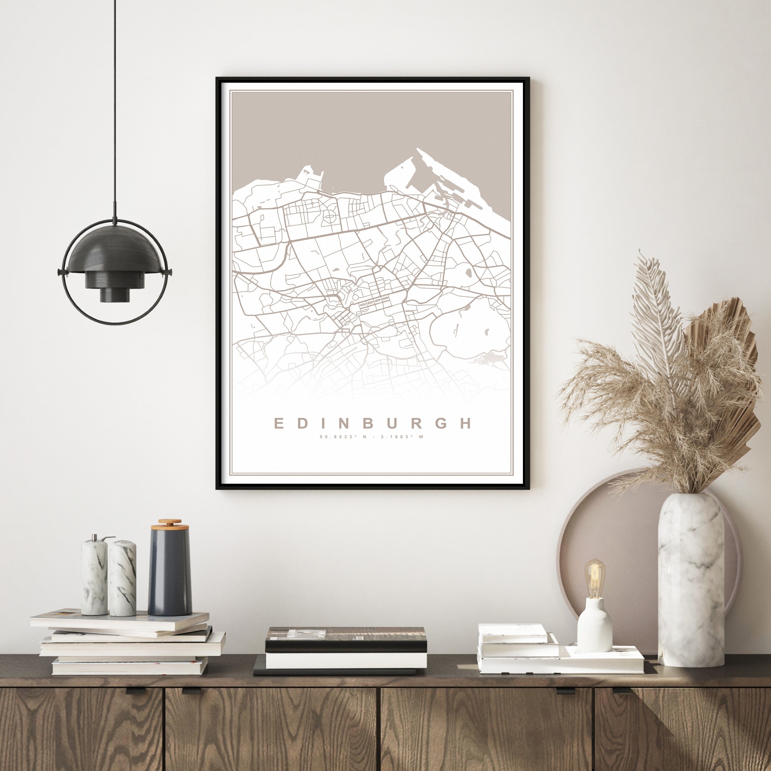 edinburgh map wall art in modern home