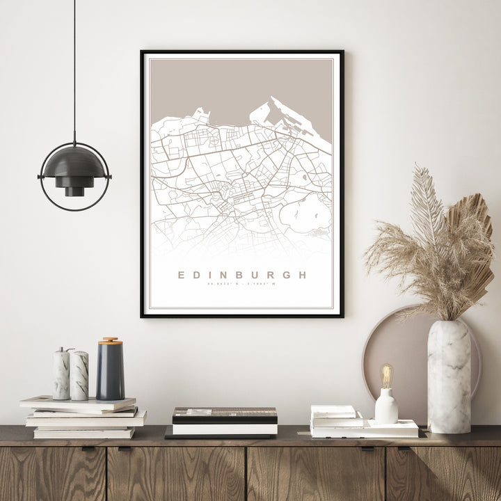 edinburgh map wall art in modern home