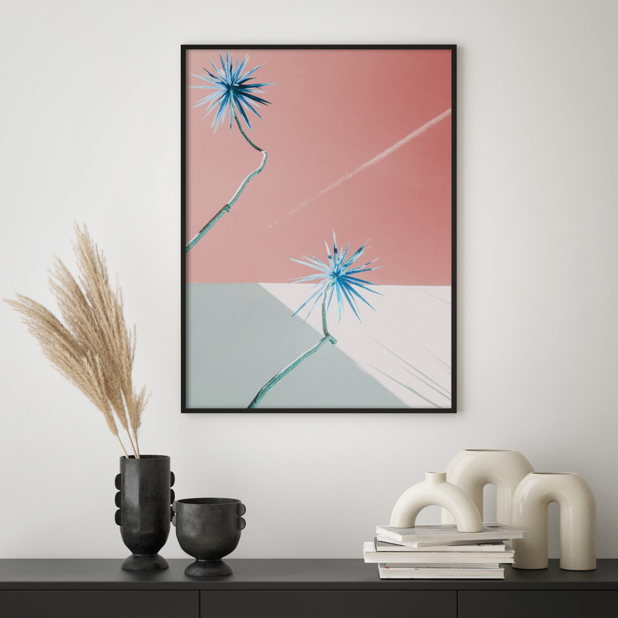 tropical blue and red wall art