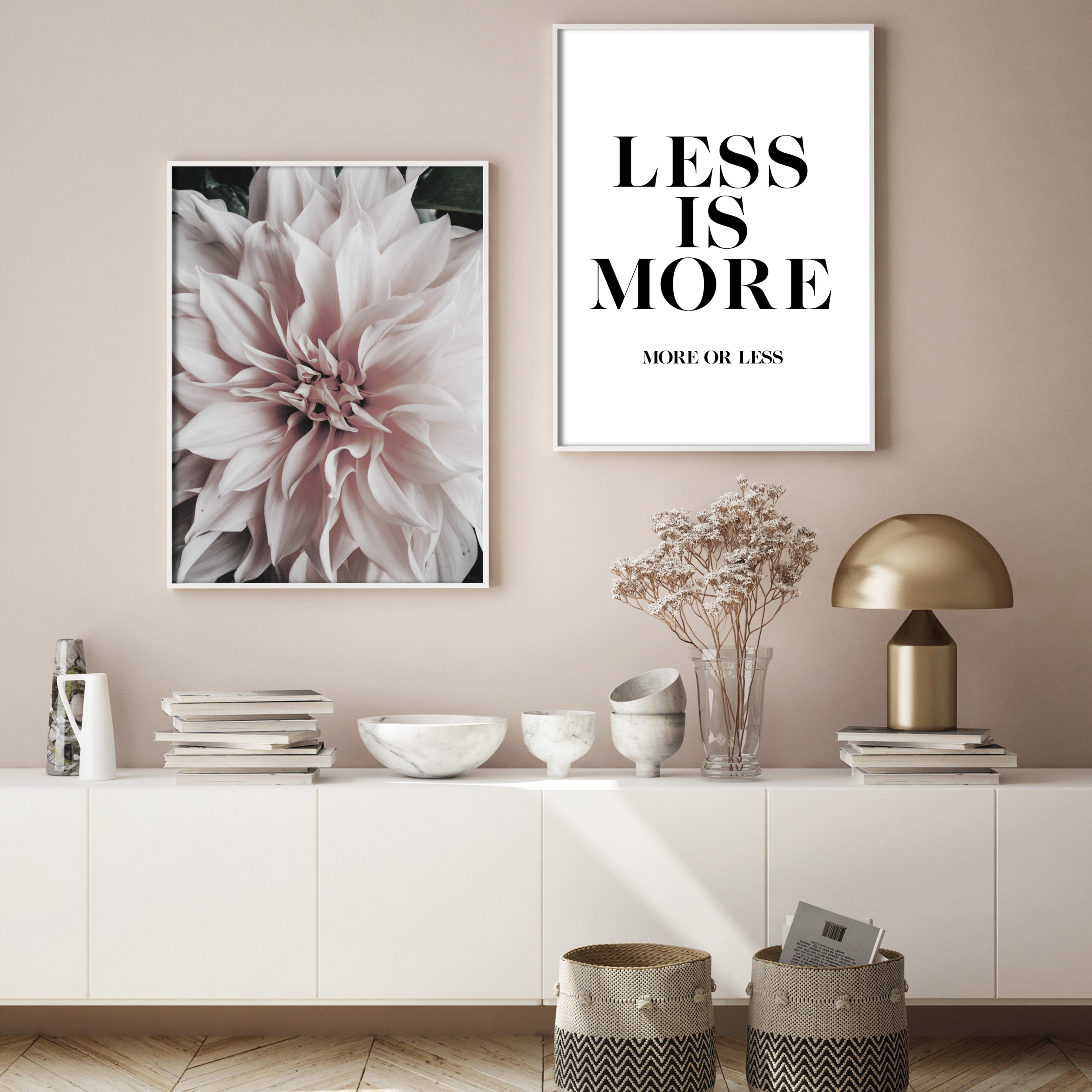 dahlia botanical wall art in modern living room