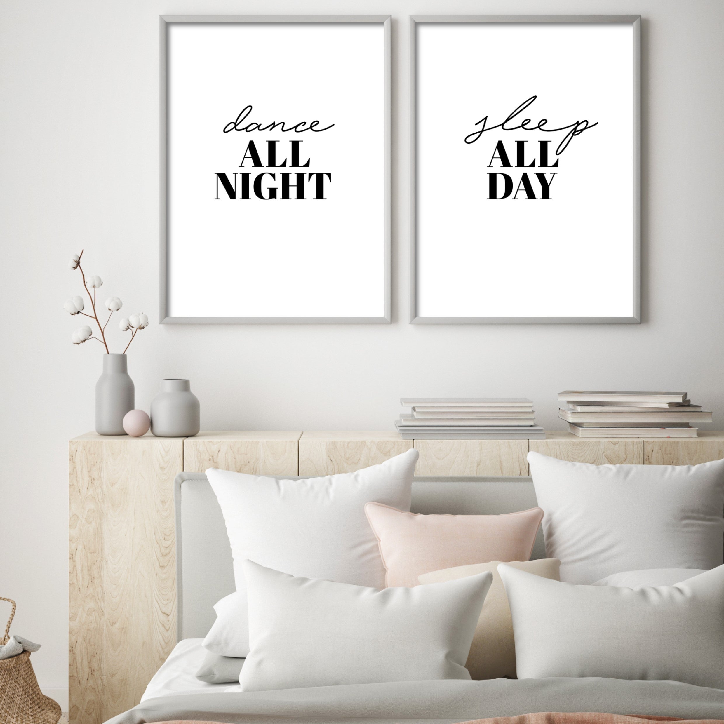 Print poster wall art dance all night sleep all day