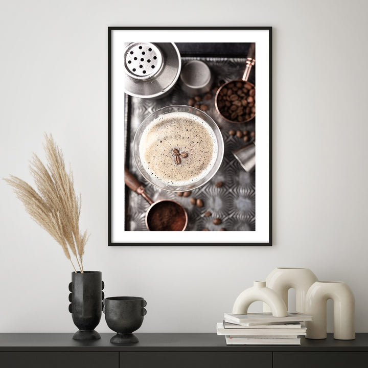 coffee espresso wall print in modern kitchen