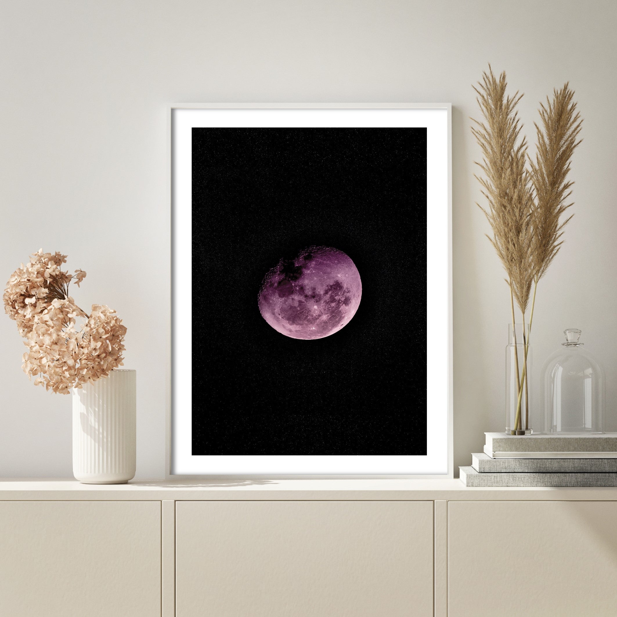 pink moon wall art poster