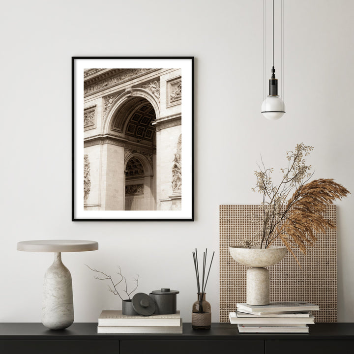 photography poster of the arc de triomphe in paris in boho home