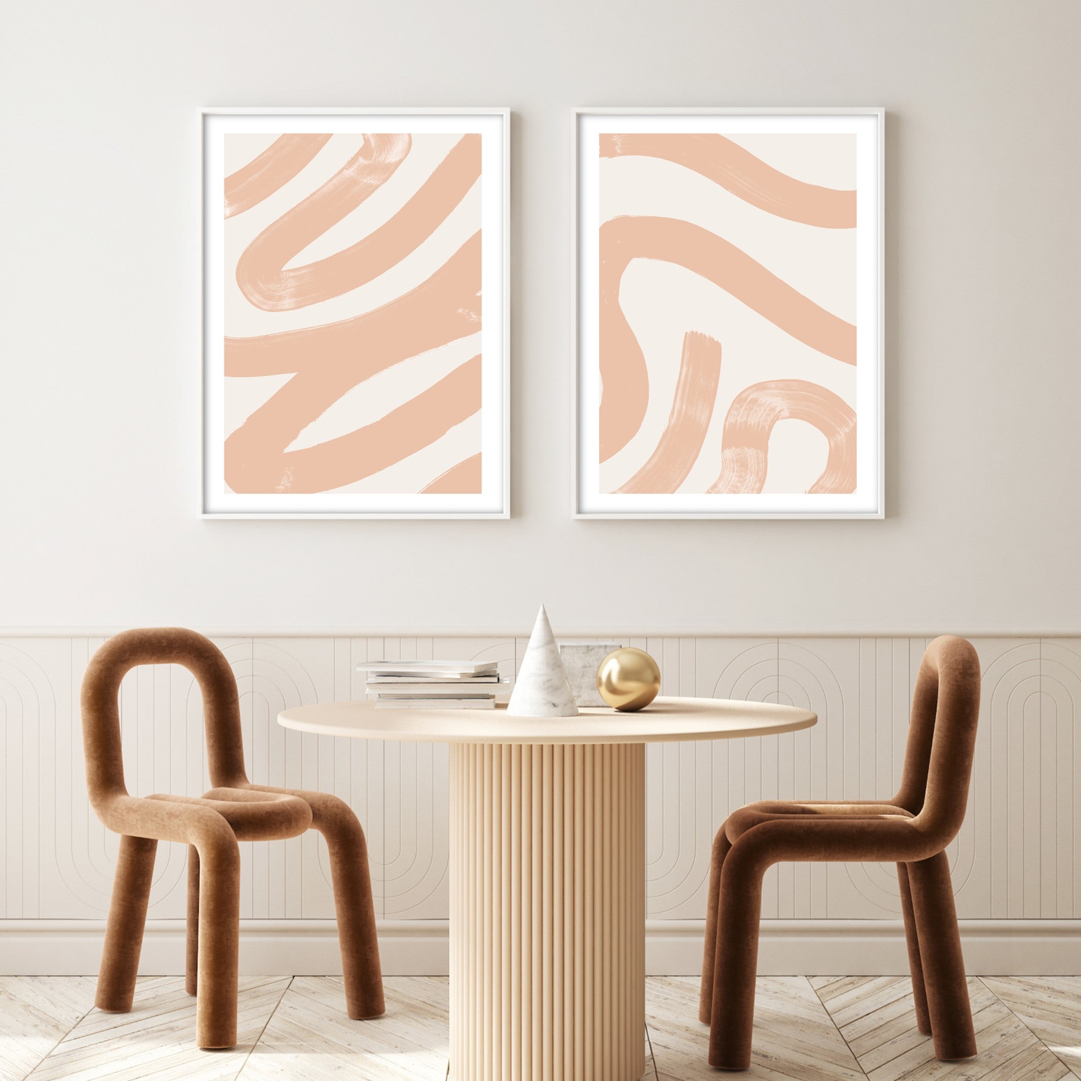 peach curves wall art