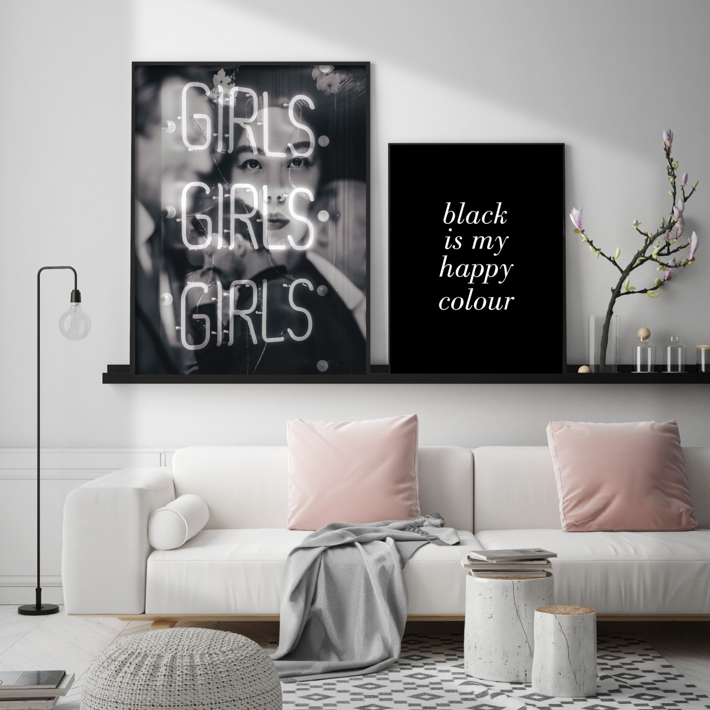 Print poster wall art black is my happy colour