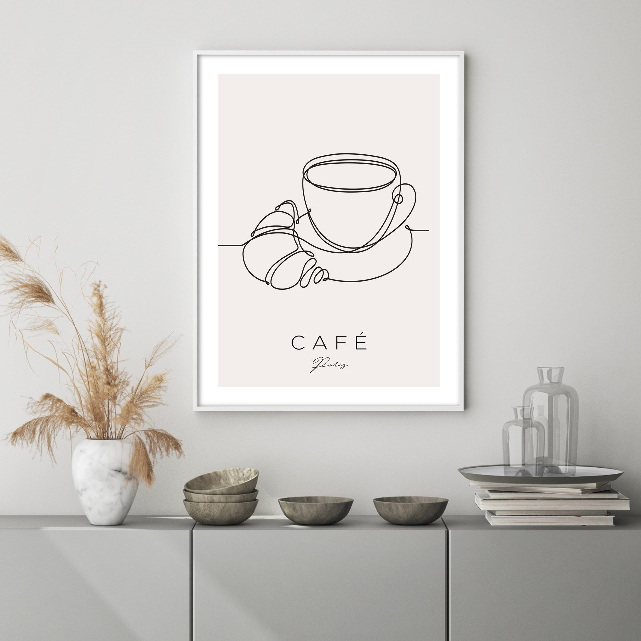 cafe paris line art illustrated poster