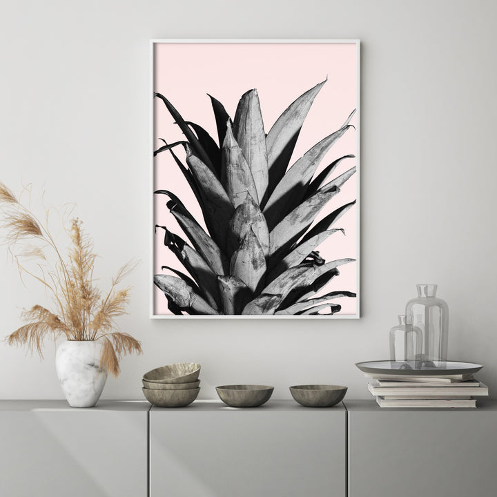 pineapple crown wall art in grey living room