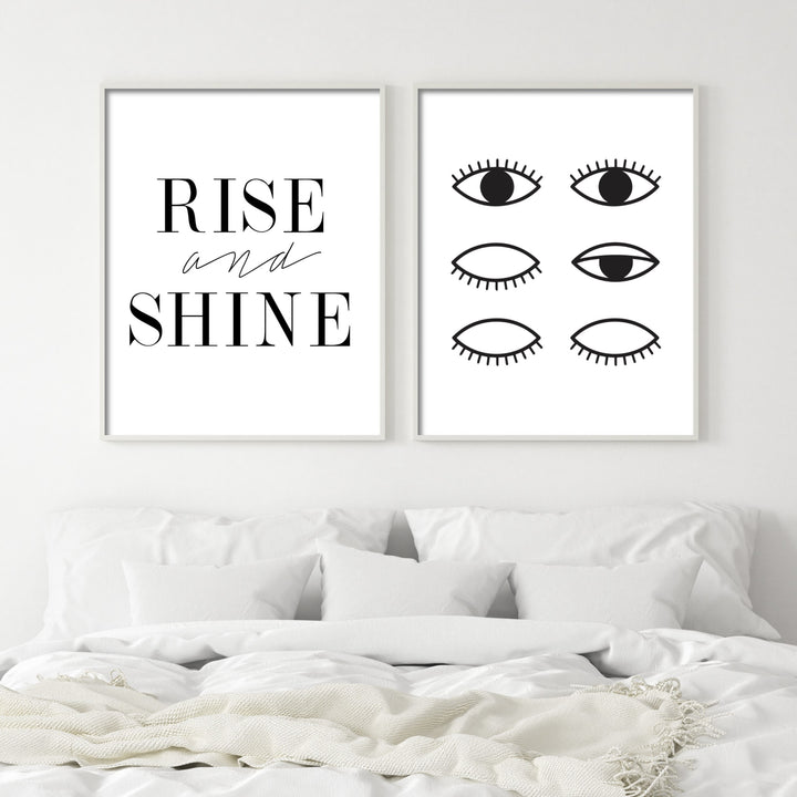 rise and shine typography poster inspired by kylie jenner in white bedroom