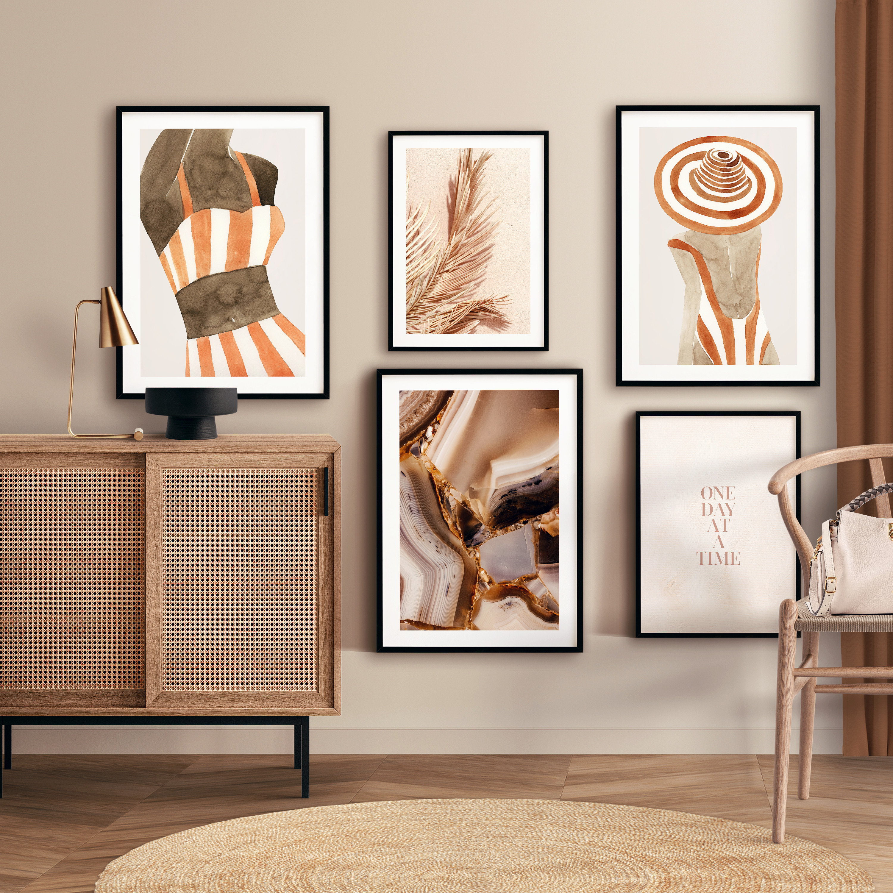 summer ready poster print orange and gold gallery wall