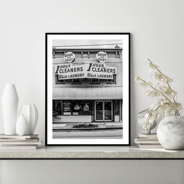 retro laundry room wall prints in black and white