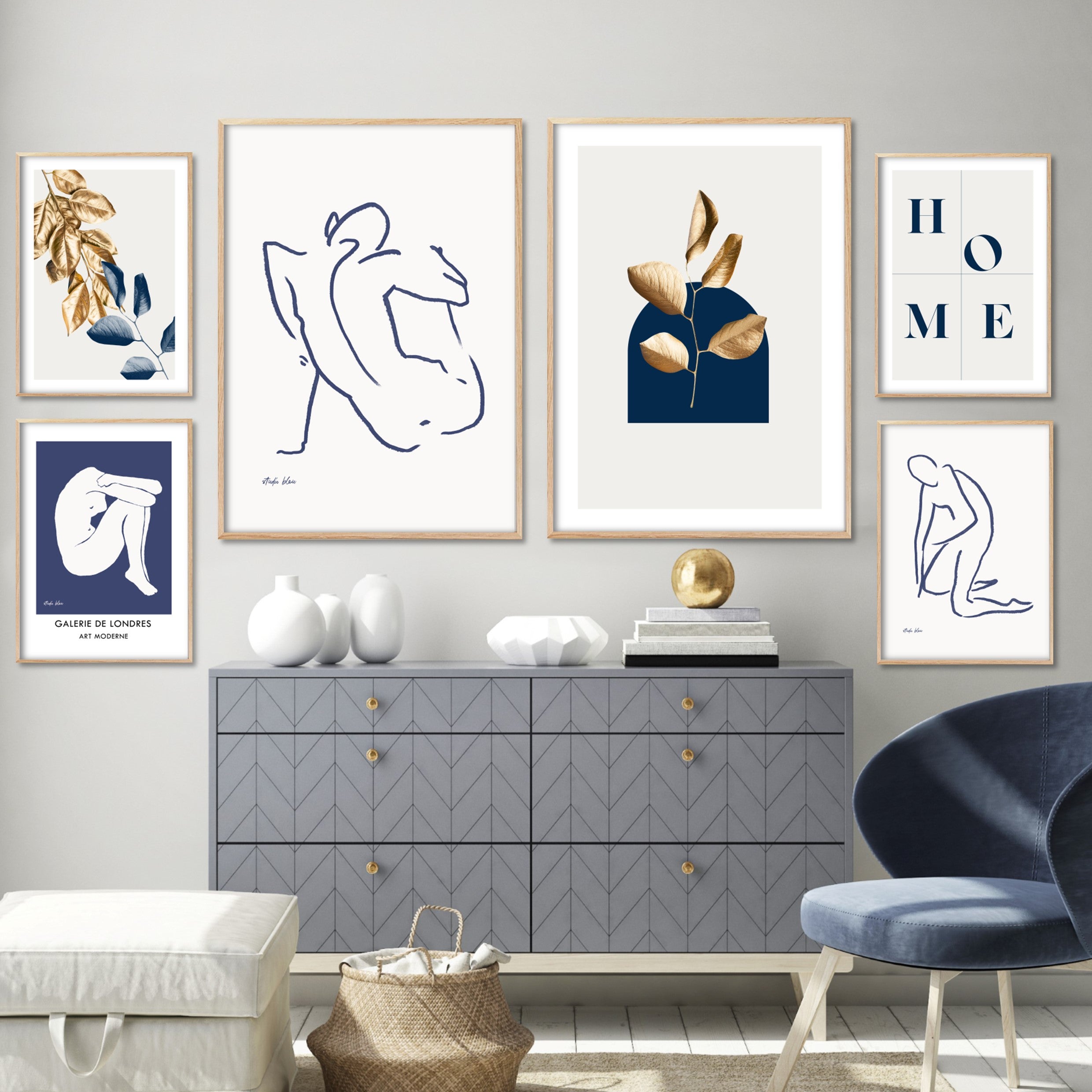 Print poster wall art studio bleu no 3