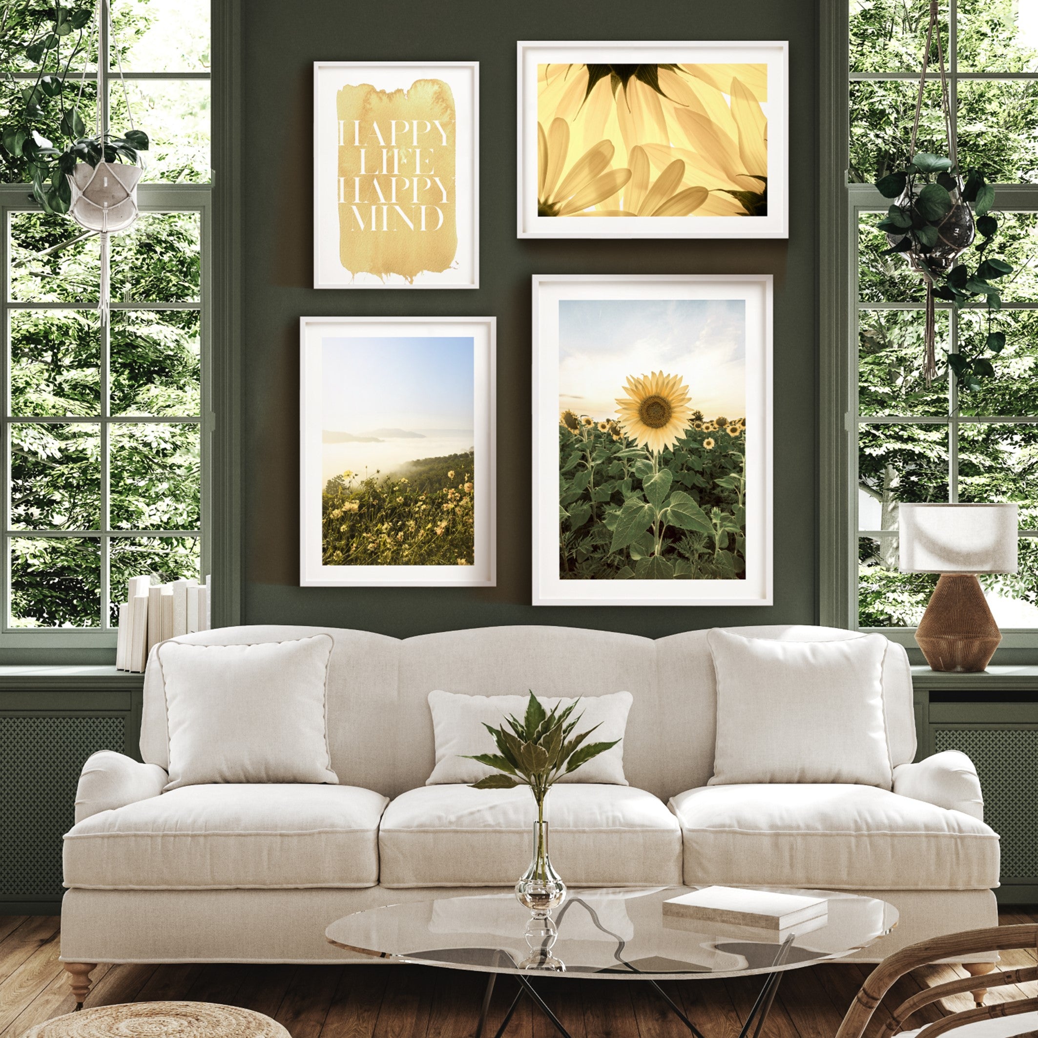 sunflower leaves print poster