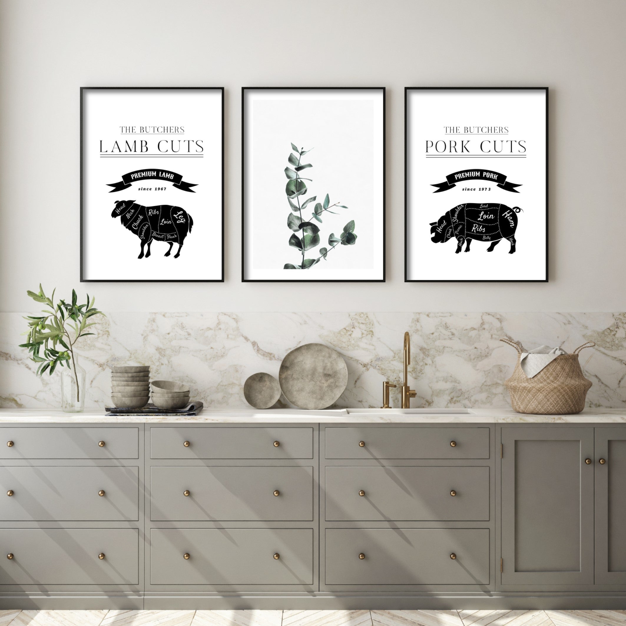 Print poster wall art pork cuts