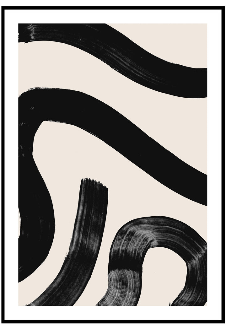 Abstract Black Curves Wall Art