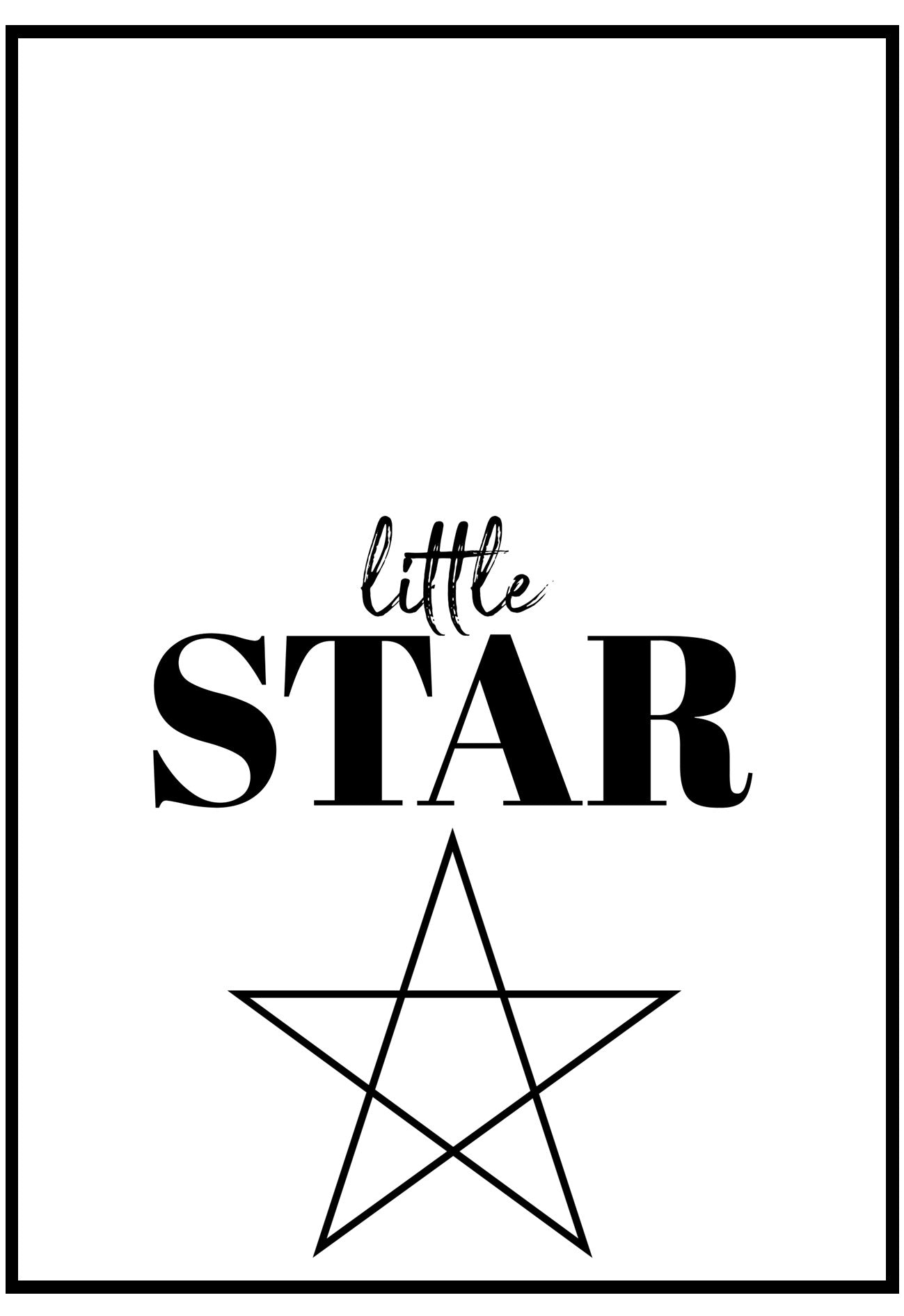 little star kids wall art in black frame