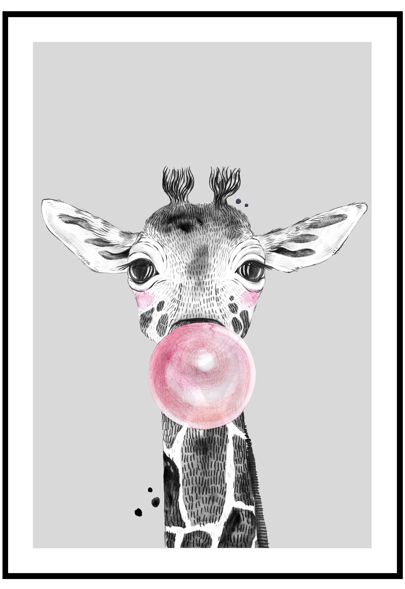 giraffe illustration wall art