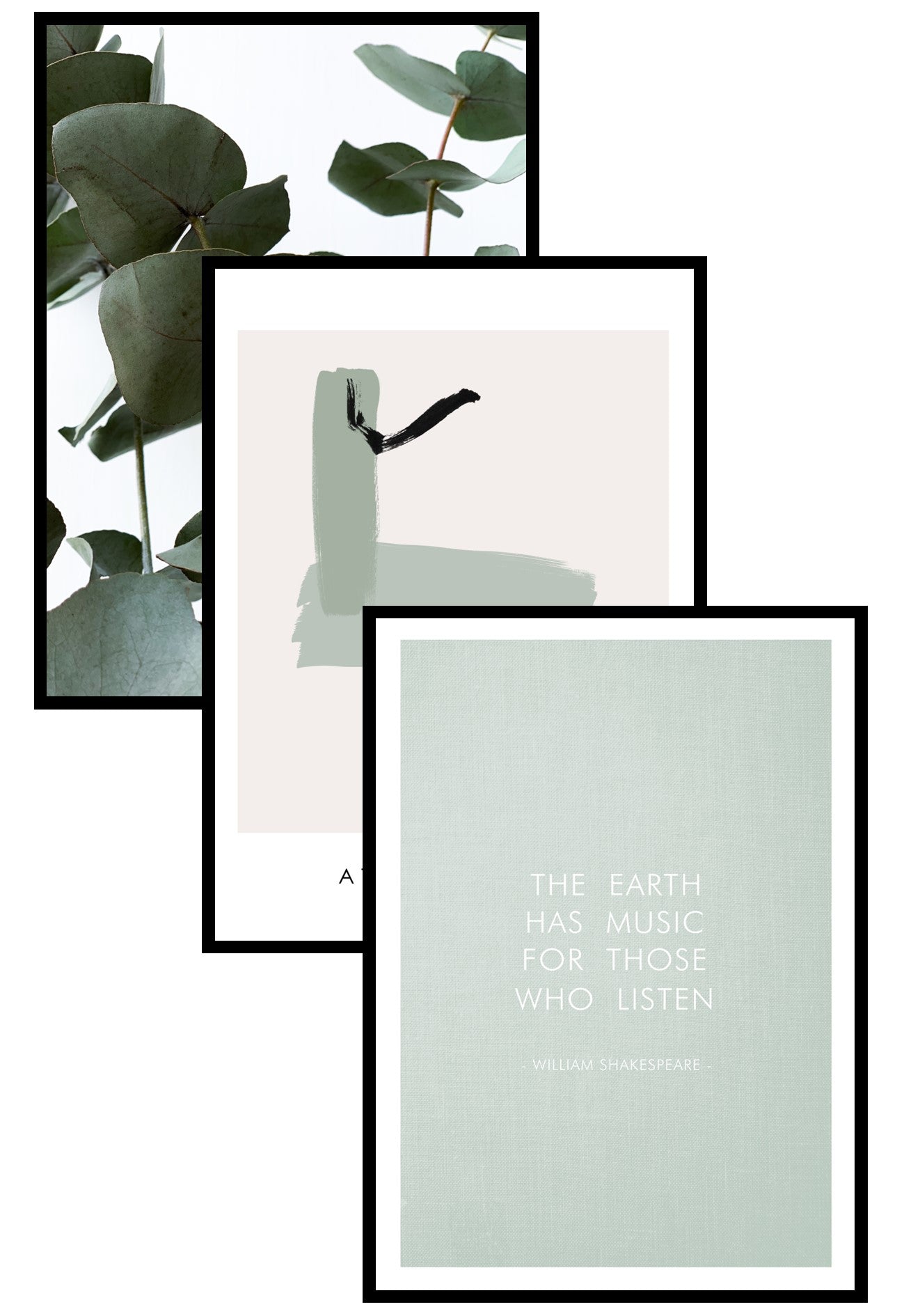 Serene Green Trio Poster Set