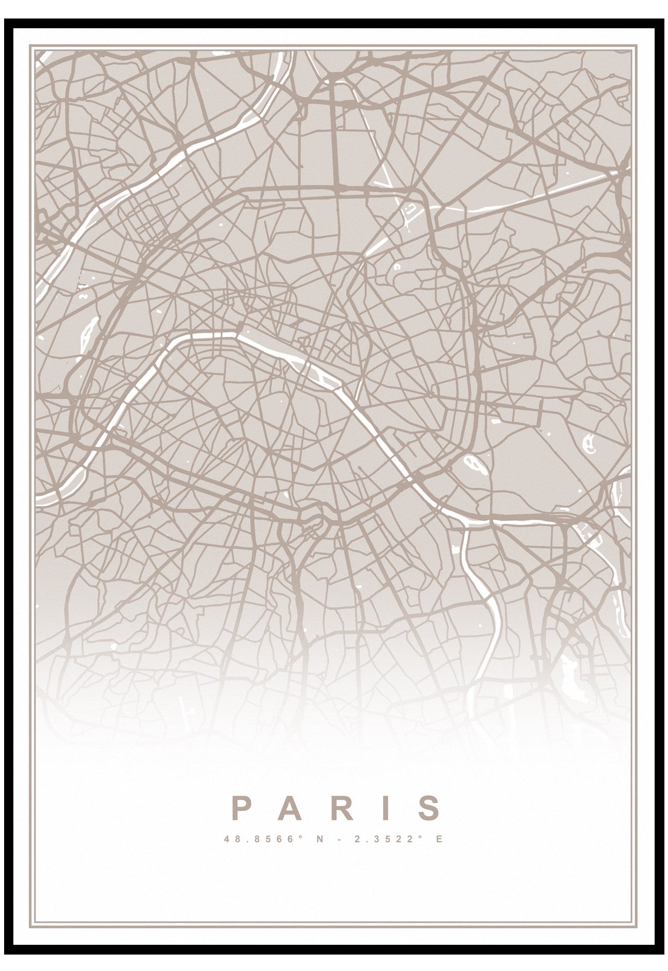 Neutral Paris Map Wall Art