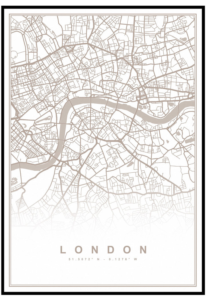 Neutral London Map Wall Art