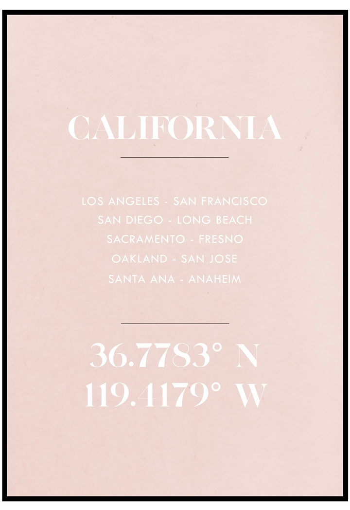 California Cities Pink Wall Art