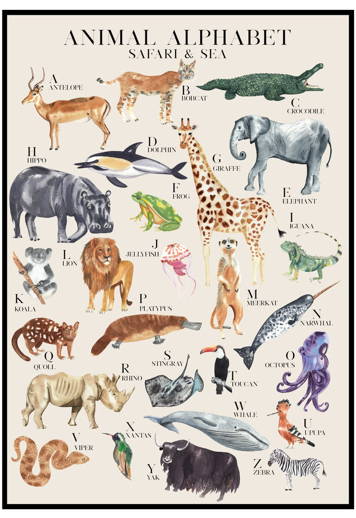 safari and sea animal wall art