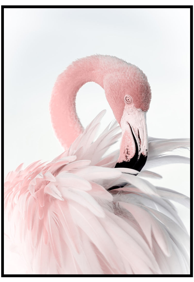 Flamingo with place for baby name poster print Vector Image